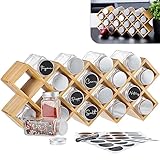 Gadgy Gewürzregal mit Gewürzgläser | Gewürze Aufbewahrung mit 18 Gläsern | Gewürzregal Stehend | Kräuterregal Küche | Gewürzständer Spice Jars | Gewürz Organizer | Gewürzschrank