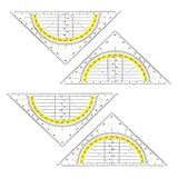 HZXINYI 4 Stück Geometrie Dreieck - 15.5cm Zeichendreieck Winkelmesser Kunststoff Geodreieck Transparent Flexibel Geodreieck Zeichendreieck Geeignet für Büro Studenten Designer
