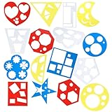 BOHUIZ 16 Stück Geometrische Formen Schablonen Malen, 15 cm Durchmesser, Wiederverwendbare Malschablonen Kinder, PET Zeichenschablonen Set für DIY Handwerk und Lernen