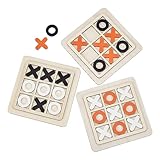 NBEADS 3 Sets 3 Farben hölzernes Tic Tac Toe Brett, Hölzernes XO Tic Tac Toe Tischspielset Klassisches Familienbrett für Erwachsene Familienparty Innendekoration, 15 x 15 cm