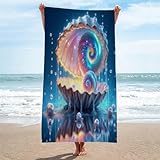 Mikrofaser Handtuch 3D Blaue Muschel Strandtuch Groß 70x150cm Mikrofaser Strandtuch HandtüCher Schnelltrocknend-Ultra Leicht Sandfreies Strandhandtuch StrandtüCher