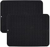 Nicunom 2 Stück 40 x 30 cm Abtropfmatte Geschirr Silikon Abtropfablage Abtropfhalter Trockenmatte Mehrzweck Geschirrabtropfmatte Spülbeckenmatte Untersetzer Geschirr Hitzebeständig Rutschfest