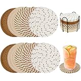 KYYGKY 10 Pcs Runde Untersetzer aus Baumwolle 11cm Glasuntersetzer mit Halter Coasters Glas Untersetzer-Set Tassen Untersetzer für Getränke Teetassen Tischsets gewebte Bechermatte Geschenke (5 Farben)