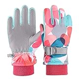 Gukasxi Skihandschuhe Kinder wasserdichte und Winddichte Schneehandschuhe Winter Fleece Fahrradhandschuhe für Junge/Mädchen Winterhandschuhe für Wintersport Skifahren Snowboard Wandern Radfahren