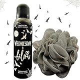 ZweiohrkerZen Dusch Set: 1x bilou Duschschaum 200ml WEDNESDAY - BLACK IS MY HAPPY COLOUR und 1x ZweiohrkerZen Duschknäul (Wednesday - Black is my Happy Colour)