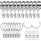 Heyu-Lotus 40 Stück Metall Vorhangringe Gardinenringe mit Clips Vorhang Hängend Ringe für Fenster Tür Duschvorhänge, 32mm Innendurchmesser