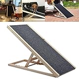 Höhenverstellbare Haustierrampe mit rutschfestem Teppich, 100 cm x 40 cm, zusammenklappbar, für Auto, Reisen, Sicherheitsrampe für kleine bis mittelgroße Hunde