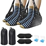 2 Stück Flugzeug-Fuß-Hängematte, Fußstütze für unter dem Schreibtisch bei der Arbeit, längenverstellbare Flugzeug-Fußstütze für lange Reisen, Flugreisen mit Augen und Ohrstöpseln, Beinhängematte zum