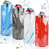 4 Stück Faltbare Trinkflasche 700ml, Flexible Zusammenklappbare Trinkflasche, Wiederverwendbare Faltbare Trinkflasche Festival, BPA-freie, Faltbar Wasserflasche für Wandern Fitness Outdoor-Sport