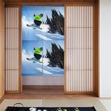 YYHHAOFA Türvorhang mit Snowboard-Muster, Badezimmer, halbbedeckt, zwei Trennwände, 86,4 x 142,2 cm