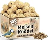 Vogelfood 100 x 90 g =9 kg Meisenknödel mit Insekten ohne Netz Vogelfutter 4 Jahreszeitenknödel Wildvogelfutter Ganzjahresfutter Fettfutter