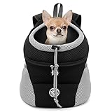 LUKDUNG Pet Hunderucksack Katzerucksack, Haustier Rucksack Tragbare Hundetragetasche Reisen, für kleine mittlere Hunde Katzen Atmungsaktive Freisprechtasche für Wandern Radfahren Freien (schwarz, S)