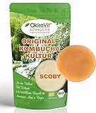 Original-Kombucha-Teepilz Premium Qualität + Bio Kombucha Getränk, Anleitung + Anwuchsgarantie. Aus dem Heilbad Bad Kohlgrub von OkiraVit® (Set für 3 Liter)