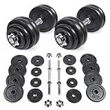 SPORTINATOR® 'Machine' Hantel Set mit Koffer – Kurzhantel oder 2-in-1 Hantelset (15–40 kg) – Gusseisen & Stahl – Für effektives Ganzkörpertraining zu Hause oder unterwegs (30 kg)