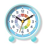 Sunshine smile Kinderwecker für Schulanfänger,Wecker Kinder,Wecker Analog Ohne Ticken Kinderwecker,Kinderwecker mit Nachtlicht,Lautloser Lernwecker für Jungen und Mädchen