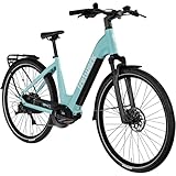 TRETWERK 28 Zoll E-Bike Damen Fahrrad Trekkingbike - Amber - Pedelec Damenfahrrad mit 8 Gang Schaltung - Elektrofahrrad Mittelmotor (hellgrün, 48 cm)