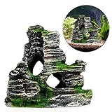 JPSDOWS Landschaftsfelsen 'Wassermann, Felsdekorationen 'Harzaquarium | Rockery aus Kunstharz, Aquarium Mountain View Ornament Stein Tree Rock Cave