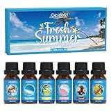 SALUBRITO Sommer Ätherische Öle Set, Aromatherapie Duftöl für Diffuser, Kerzenherstellung, Meeresbrise, Rosa Insel, Tropischer Mojito, Frische Baumwolle, Ananas, Kokosnuss, Geschenkset für Frauen
