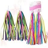 MAGICLULU 2 Paare Bunte Lenkerbänder für Kinderfahrrad und Scooter Langlebige Fahrradwimpel mit Farbenfrohen Streamern Dekorative Fahrrad Roller Quasten für Jungen und Mädchen Geschenk