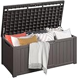 DWVO Gartenbox|450 Liter 142.1x67.6x60cm|Auflagenbox Aufbewahrungsbox Garten Kissenbox Outdoor Gartentruhe |Wasserdicht Gasdruckfeder|Für Sitzauflagen Gartengeräte & Kinderspielzeug|Dunkelbraun