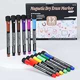 Whiteboard Marker, 12 Farbe Magnetische Whiteboard Stifte Set Fine Tip folienstift abwischbar Dry Wipe Markers,Markierungsstifte für Kinder, Lehr-Whiteboard-Stift (12 Stück(Mehrfarbig), 1.1X13.8cm)