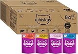 Whiskas Adult 1+ Katzennassfutter Gemischte Auswahl in Gelee, 84 Portionsbeutel, 84x85g (1 Großpackung) – Hochwertiges Katzenfutter nass, für ausgewachsene Katzen