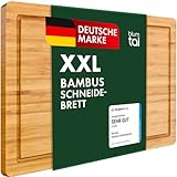 Blumtal Schneidebrett Holz aus 100% Bambus XXL - 2cm dickes Holzbrett antibakteriell - massives Schneidbrett mit Saftrille - Holzschneidebrett 45x30x2cm - Alternative zu Schneidebrett Kunststoff