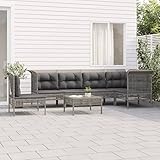 CIADAZ 7-TLG. Garten-Lounge-Set mit Kissen Grau Poly Rattan, Lounge Gartenmöbel Set, Terassenmöbel Wetterfest, Loungemöbel Terrasse, Gartenlounge, Garten Loungemöbel Set, 3187525