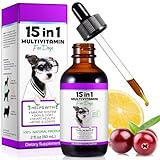 15-in-1-Multivitamintropfen für Hunde, Vitamine und Nahrungsergänzungsmittel für Hunde, natürliche Multivitamine und Mineralien– Glucosamin, MSM Hüfte und Gelenke, Immunsystem