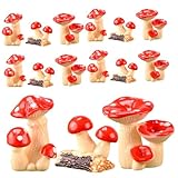 SEWOART 15 Stück Simulierte Pilzverzierung Pilze Miniaturfiguren klein Pilzstatue hühner kinderknallzeug gartendeko Slice Miniaturpilzschmuck Miniatur-Pilzfigur Harz rot