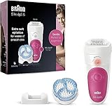 Braun Silk-épil 5 Elektrischer Epilierer für Damen für sanfte Haarentfernung, mit 2 Zubehörteilen und Tasche, 5-511, Weiß/Rosa