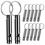 12 Stück Signalpfeife Trillerpfeife Aluminium Notpfeife Pfeife mit Lanyard Sicherheits Überlebenspfeife Signalpfeife Geeignet für Wandern Camping Training Outdoor Sportarten Hundepfeife