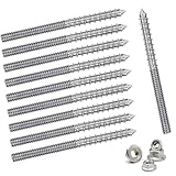 10 Stück Stockschrauben M6 Edelstahl,TX15 Stockschraube,Stellschrauben Holz,Stehbolzen M6,Justierschrauben 6x80 für Stockschrauben PV Anlage,Madenschrauben Set Edelstahl Gewindemuffe,Gewindestifte