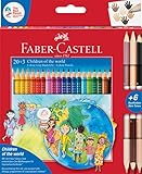 Faber-Castell 201747 - Colour Grip Buntstifte Children of the world, 20 Buntstifte + 3 Stifte mit je 2 Hautfarben Skin Tones, 1 Stück