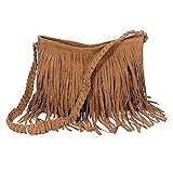 Fashion Fransentasche Umhängetasche mit Quasten Damentasche Beutel Taschen Schultertasche Fransen Quaste Tasche Quasten Handtasche