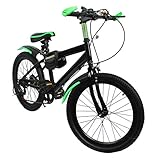 WSIKGHU Mountainbike 20 Zoll Kinderfahrrad Fahrrad mit Kotflügeln 7 Gang Mountainbike für Jungen und Mädchen Federrad aus Kohlenstoffstahl Fahrradgeschenk für 125 cm bis 155 cm (Grün)