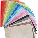 VGOODALL Glitzerpapier zum Basteln, Bunt Glitzer Papier A4 10 Farben 20 Blatt 250g/m² Glitterkarton zum Basteln und Gestalten