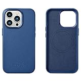 Mobiskin Hülle kompatibel mit Apple iPhone 14 PRO (6,1 Zoll), Handyhülle mit echtem Leder, Case, Schutzhülle, dünne Handytasche, Slim Cover, Blau