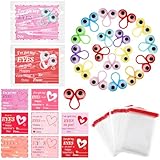 VioraWhite 196 Stück Valentinstagsgeschenke für Kinder, inklusive 48 Augen-Fingerpuppen, Augapfel-Ringe, 48 Karten mit 100 selbstklebenden Beuteln für Zuhause, Klassenzimmer, Geschenkaustausch