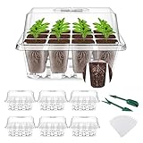 YAUNGEL Zimmergewächshaus Anzuchtkasten, 6 Stück 72 Zellen Mini Gewächshaus Anzucht Set Setzling Starter Tabletts Treibhaus Anzuchtschale mit Deckel und Belüftung für Sämling Pflanze, Transparent