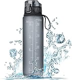 FULDENT Trinkflasche 1L Sport Wasserflasche [Trinkflasche BPA Frei] Trinkflasche mit rutschfest Gummi Grip Geeignet für Die Fahrrad, Outdoor, Schule, Gym