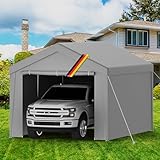 Carport Zeltgarage 3x4m – Wasserdichtes Garagenzelt mit abnehmbaren Seitenwänden – UV-beständig Winterfest Unterstand für Auto, SUV, LKW, Boot – Lagerzelt Weidezelt Garten Garage, grau