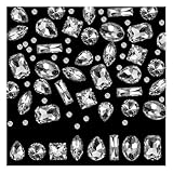 HMCEY 240 Stück Strasssteine zum Aufnähen,Glitzersteine für Textilien zum Annähen,Flache Rückseite Strasssteine für Kleidung,Rhinestones For Clothes,Schmucksteine zum Basteln für Dekoration-Weiß