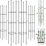 ThxToms 4 Stück Garten Rankhilfe aus Metall Kern 160CM mit 60*Pflanzenclips| Tomatenkäfig Pflanzenstütze Obelisk Klettergerüst Spalier| Rankgitter Kletterhilfe| Kletterpflanzen,Tomaten,Rosen,Gurken