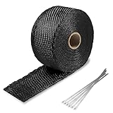 NEZUIBANYZH Hitzeschutzband für Auspuff - 5 m schwarzes Thermoband mit 6 Edelstahlkabelbindern