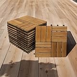 SAM 11er Set Holzfliese 02 | Akazienholz massiv + geölt | 11 Fliesen für 1m² | 30 x 30 cm | Bodenbelag mit Drainage | Balkonfliesen/Terrassenfliesen/Klickfliesen