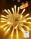 Opard Lichterkette Batterie, 2er Set 30er LED 3M Warmweiß, Lichterkette Weihnachtsbaum, Timer & 8 Modi, IP65 Wasserdicht für Innen & Außen, Schlafzimmer, Garten, Weihnachten, Hochzeit, Party