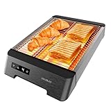 Cecotec Horizontaler Brotröster - Flacher Toaster mit 3 taktilen NiceSlice Touch-Widerständen. 1000W, alle Arten von Brot oder Gebäck, Quarzwiderstände, Edelstahl-Finish, 6 Bräunungsstufen.