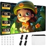 84 Zoll Leinwand Beamer,Faltbare Leinwand 16:9 Einfache Hängende Filmleinwand mit Haken, Seilen, 84 Zoll für Heimkino, Freiluftkino, Schule, Treffen, Camping