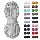 5m Baumwollkordel 5mm, Kordel, Schnur, Turnbeutel, 21 Farben (Hellgrau)